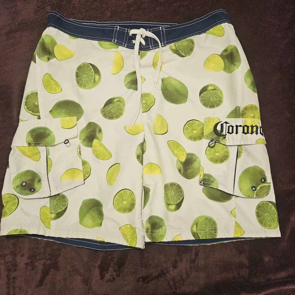 Corona Lime Pattern Men's Board Shorts XL